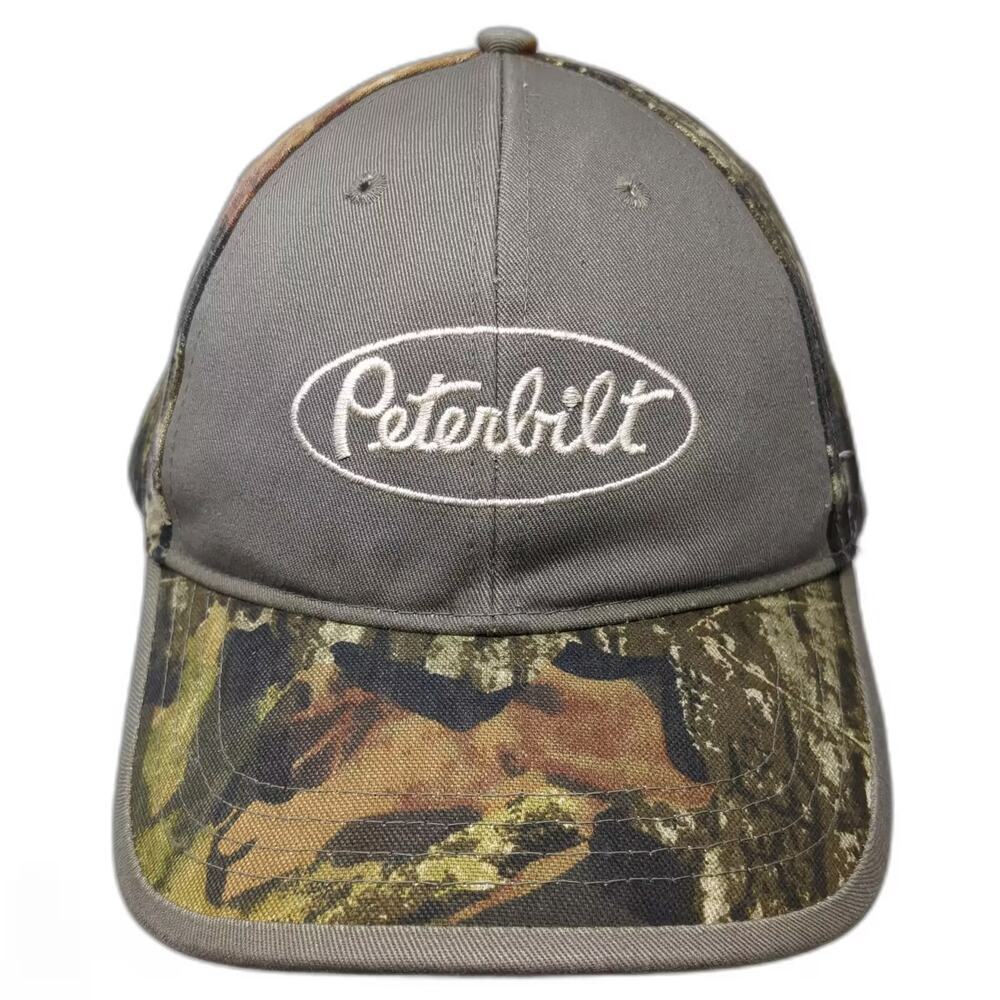 Peterbilt Baseball Cap Gray Green One Size Slideback Embroidered Camo Logo Hat
